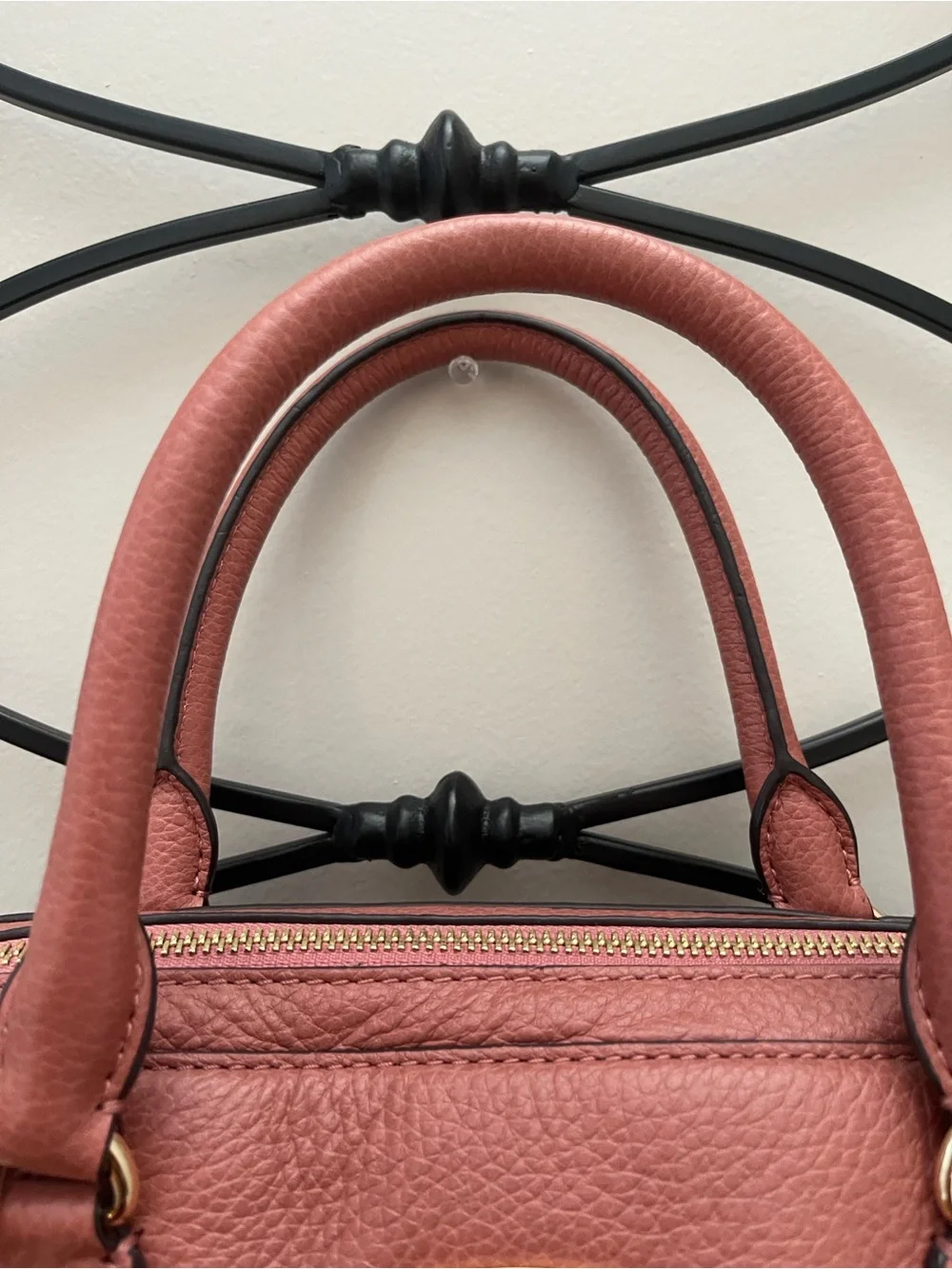 Michael Kors Rosewood Pebbled Leather Satchel with Gold MK Charm